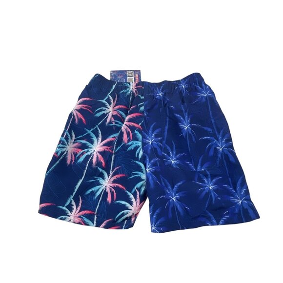 UZZI Boys Swim Trunks Blue & Pink Palm Tree Print L Quick-Dry Elastic Waistband - Picture 8 of 8